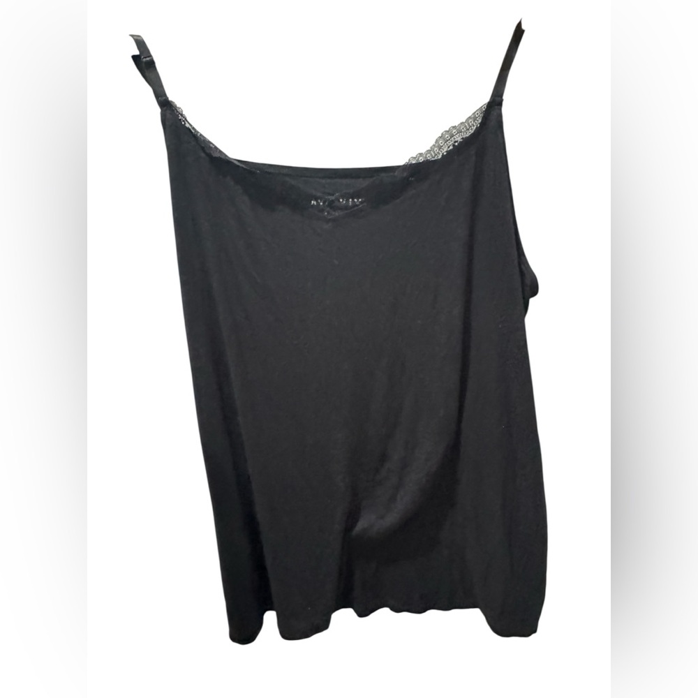 Ava & Viv Black Lace-Trim Tank Top